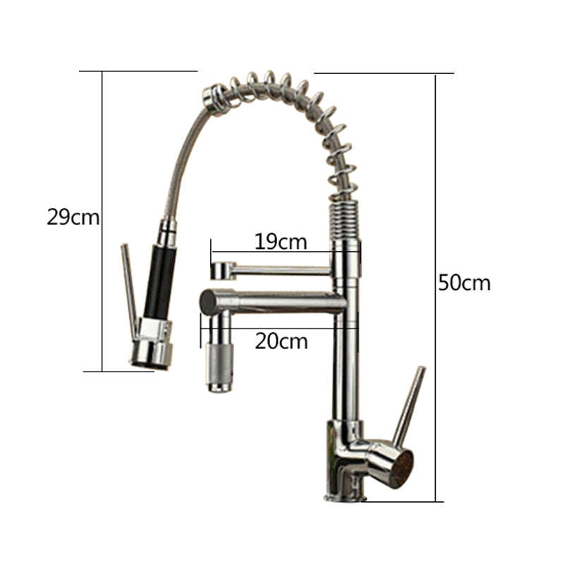 Chrome Finish Dual Spout Kitchen Sink Faucet