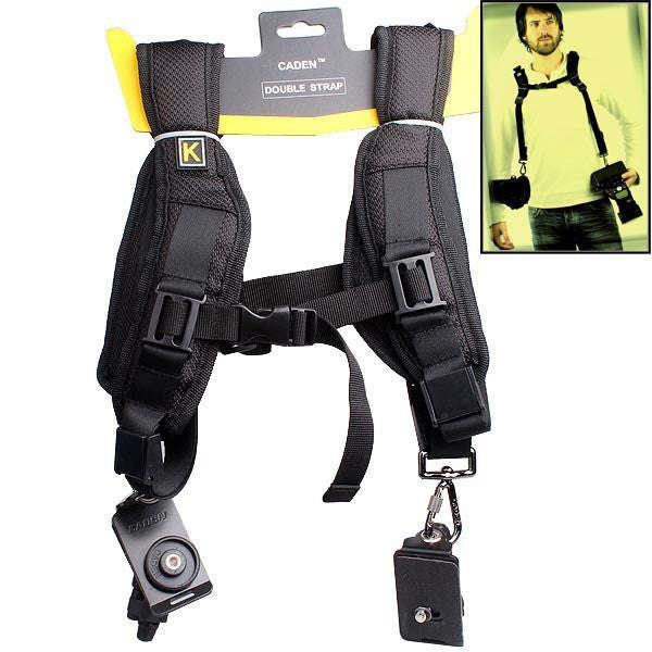 Black Soft Quick Double Camera Sling Neck Shoulder Belt Strap For All SLR DSLR Cameras