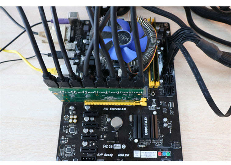 Motherboard PCI Express 1 to 8 Mining Riser Card PCI-E x16 Data Graphics SATA to 8Pin Adapter Car...