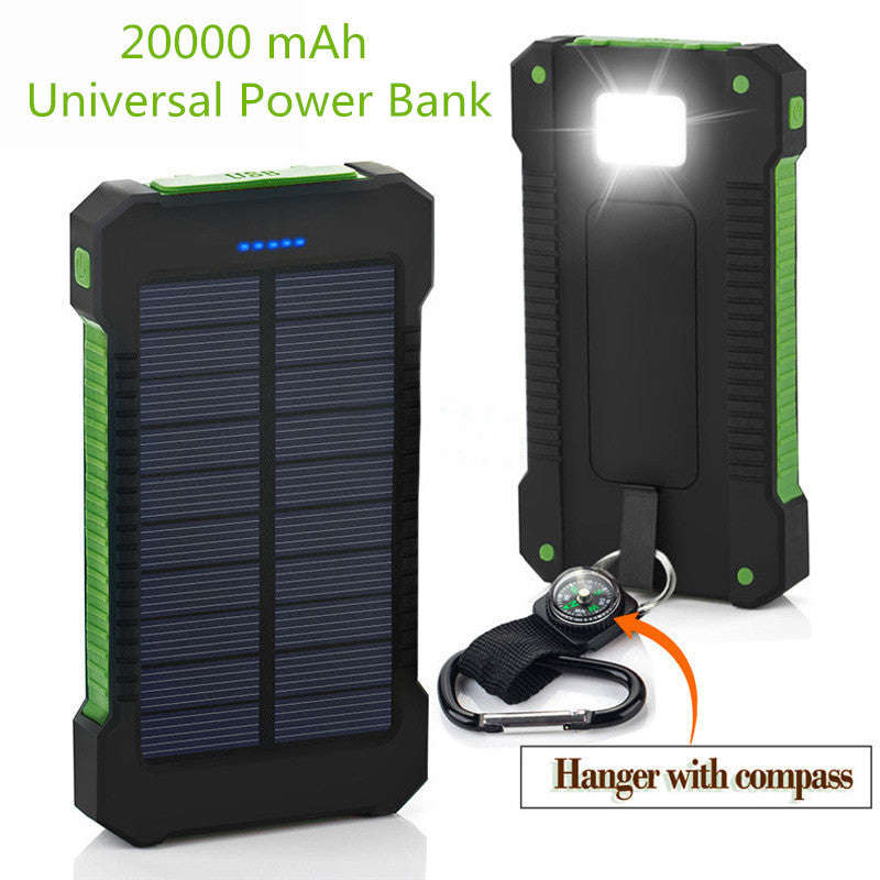 New Portable Waterproof Solar Power Bank 20000mah Dual-USB ** Local Stock **