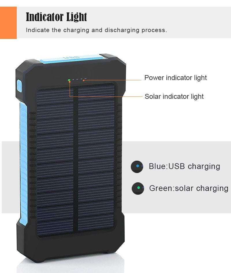 New Portable Waterproof Solar Power Bank 20000mah Dual-USB ** Local Stock **