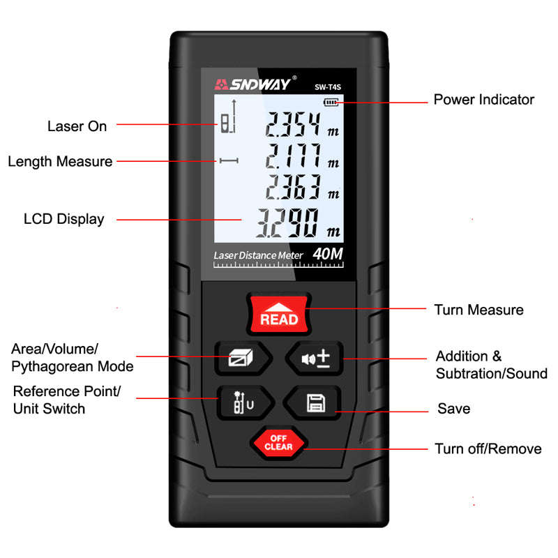 Laser Distance Meter 40m Laser Rangefinder Laser Tape Measure