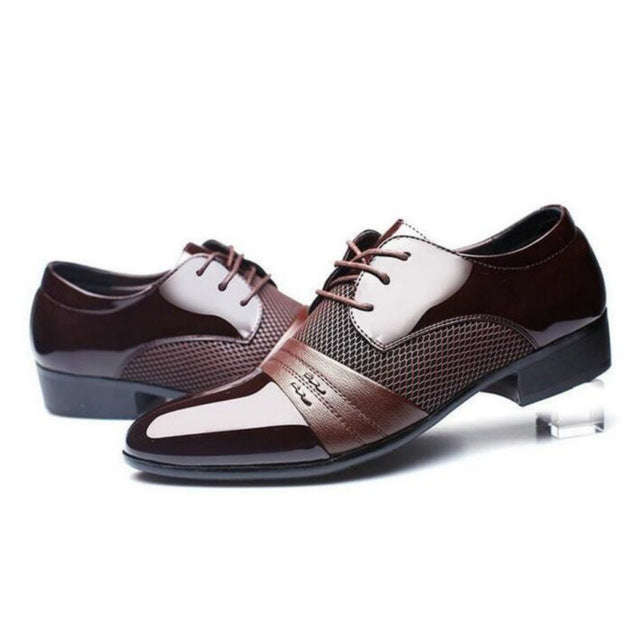 CPI 2018 New men's dress leather shoes Fashion Men Wedding Dress Shoes Comfortable Br... - Brown / 7