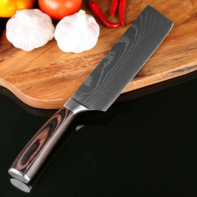 8"inch japanese kitchen knives Imitation Damascus pattern chef knife Sharp S... - 8 In Cleaver Knife
