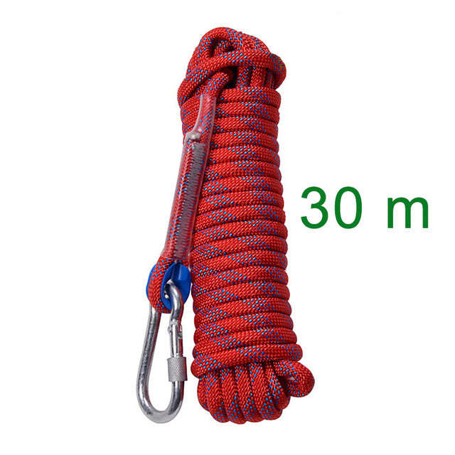 Rock Climbing Rope 10mm Tree Wall Climbing Equipment Gear Outdoor Survival Fire Escape ... - Red 30m