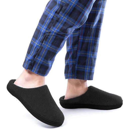 Unisex Memory Foam Slippers - M / Black