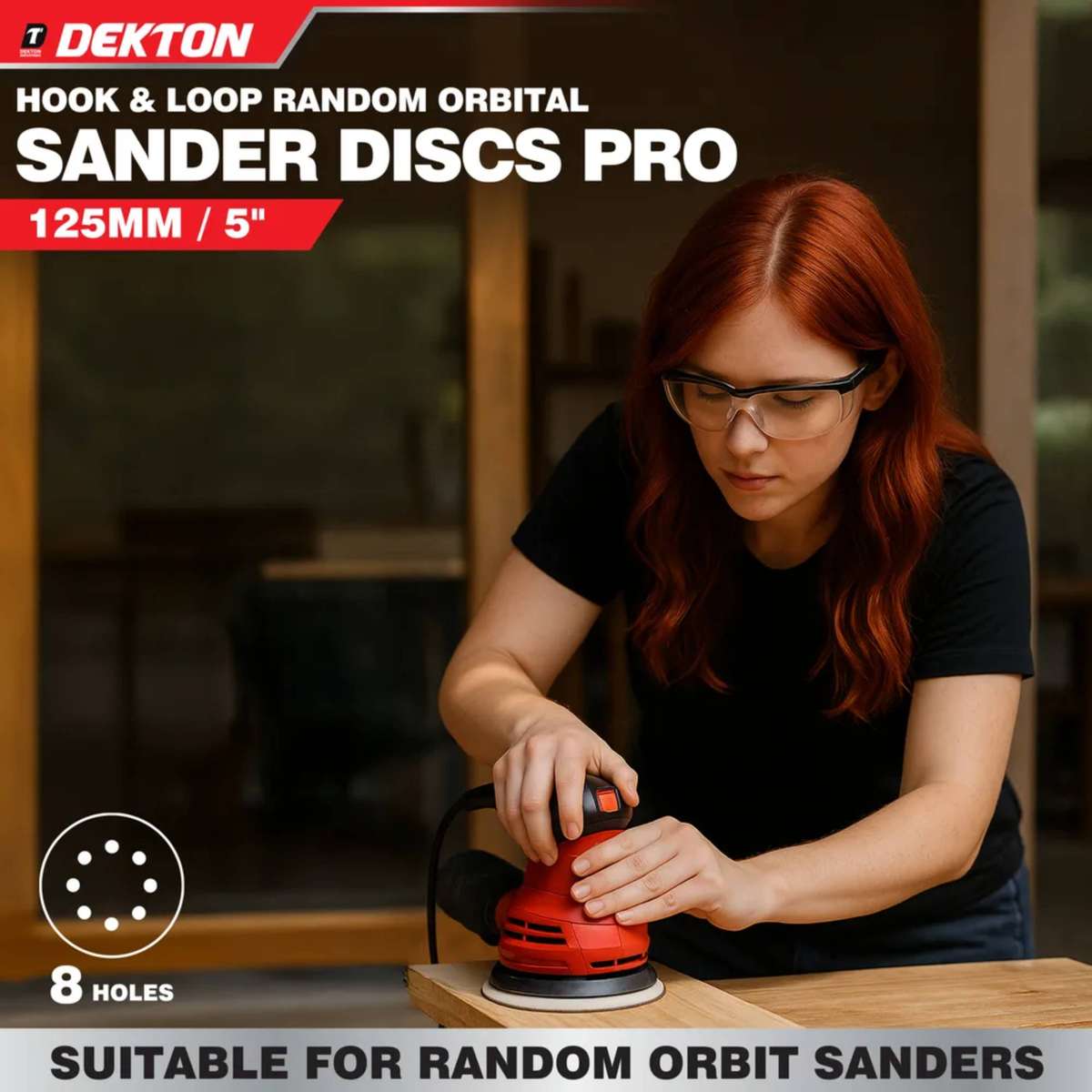 DEKTON 5PC Hook & Loop Random Orbital Sander Discs Pro - 40 Grit