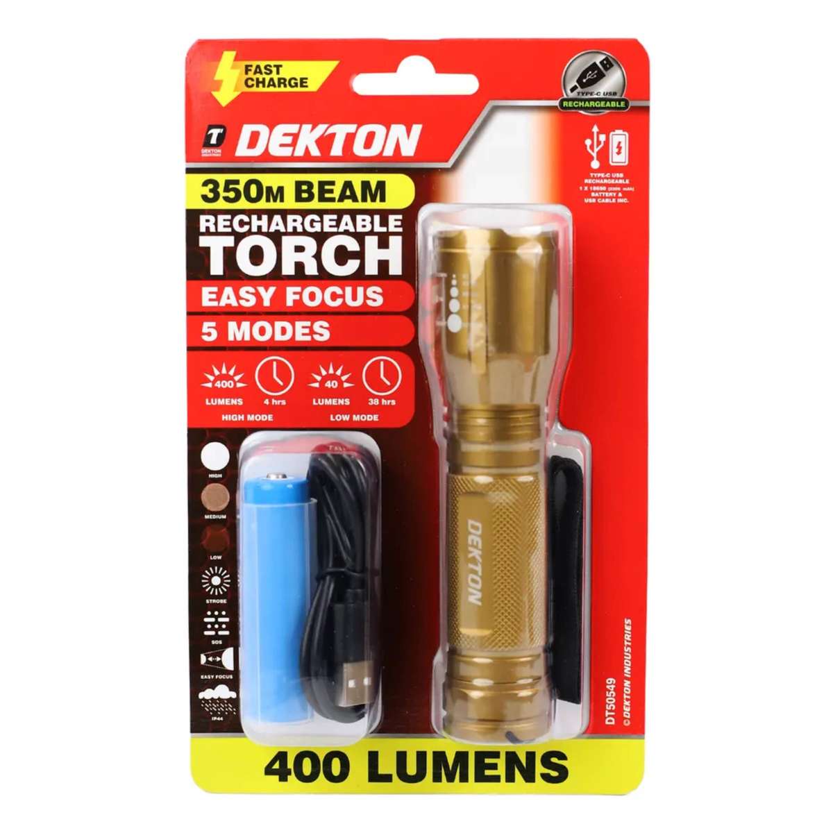 DEKTON Pro Light XP400 Performance Torch - 400 Lumens / 350m Distance