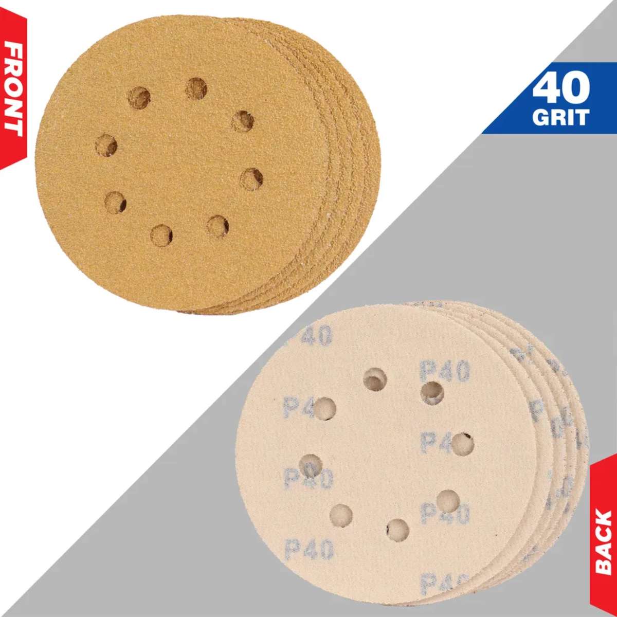DEKTON 5PC Hook & Loop Random Orbital Sander Discs Pro - 40 Grit