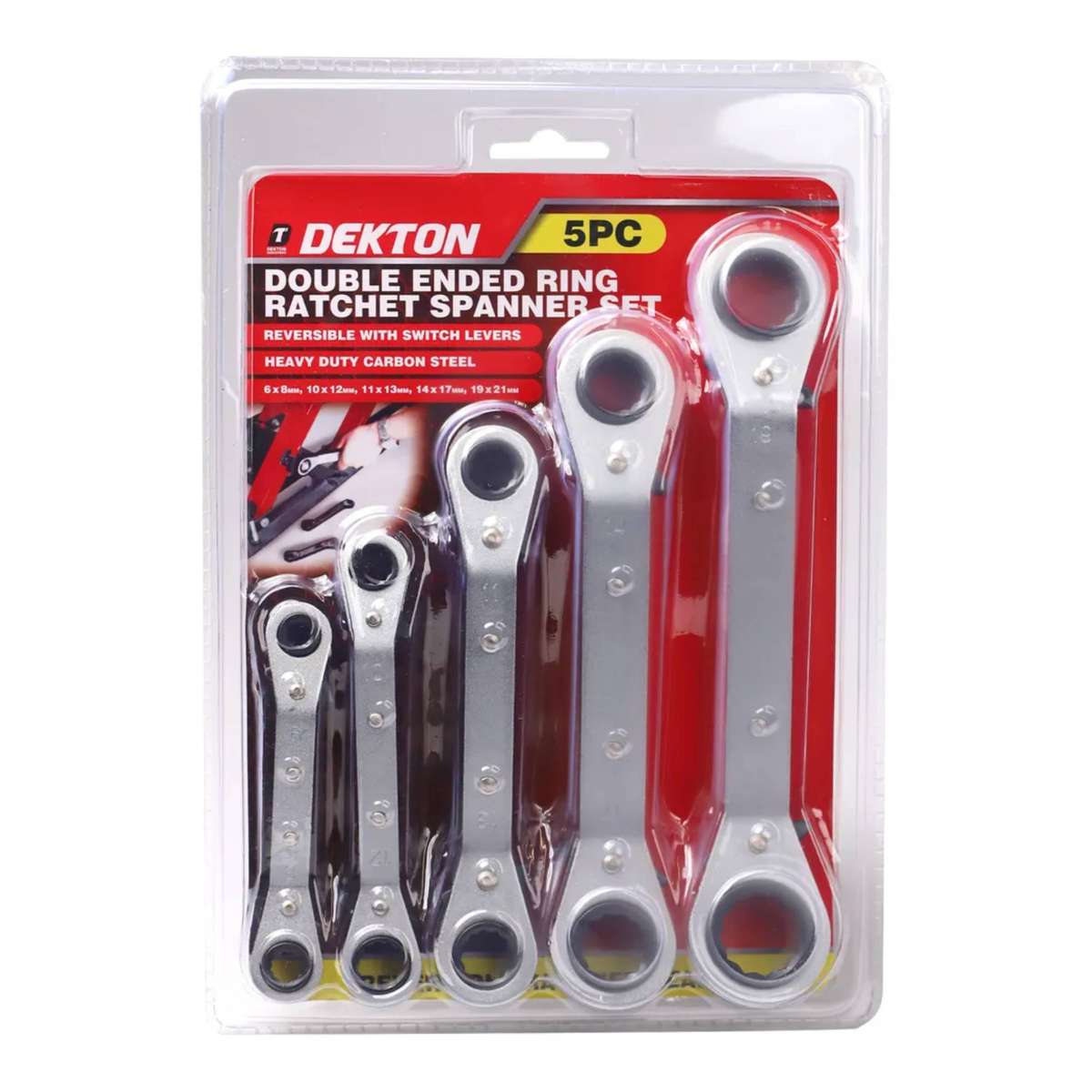DEKTON 5PC Ring Ratchet Spanner Set