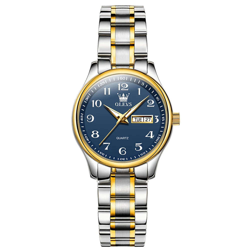 OLEVS Women's Quartz Watch with Roman Numerals -   Blue-Gold