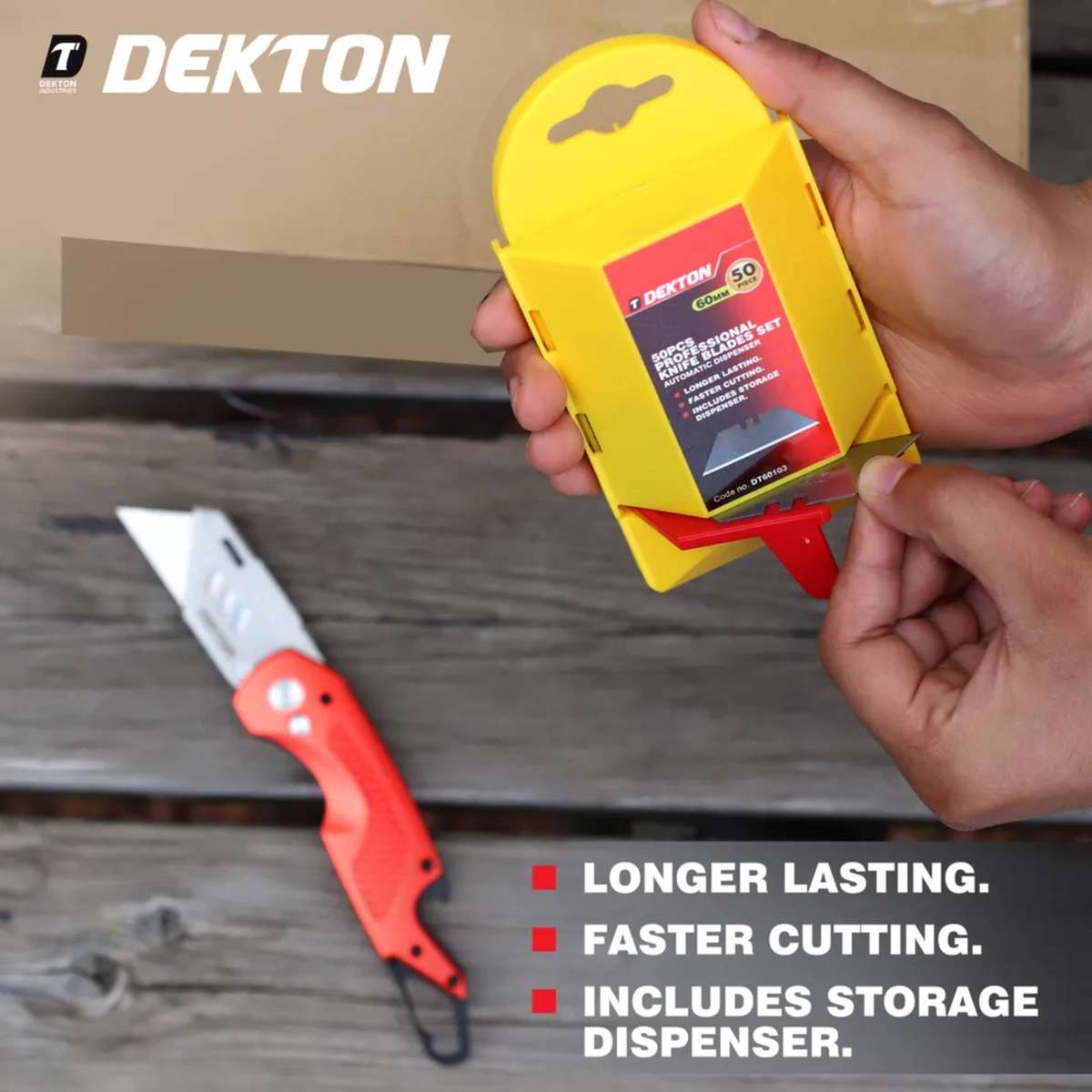 DEKTON 50PC SK5 Utility Blade with Auto Dispenser