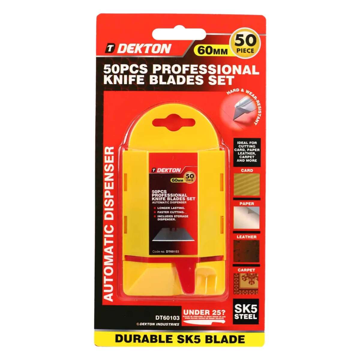 DEKTON 50PC SK5 Utility Blade with Auto Dispenser
