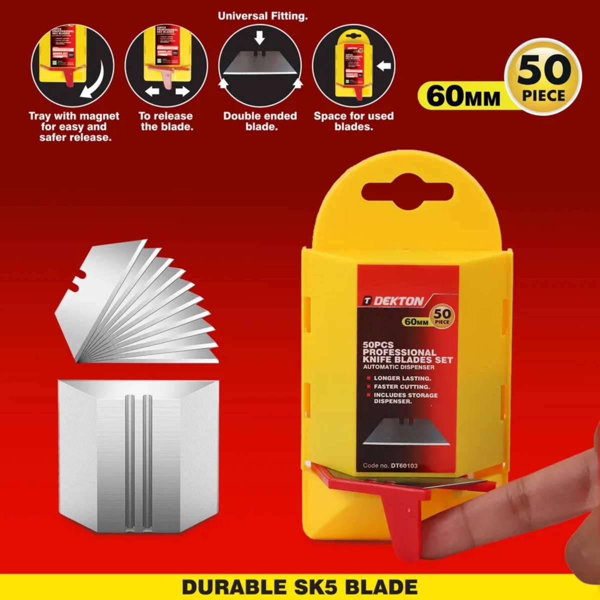 DEKTON 50PC SK5 Utility Blade with Auto Dispenser