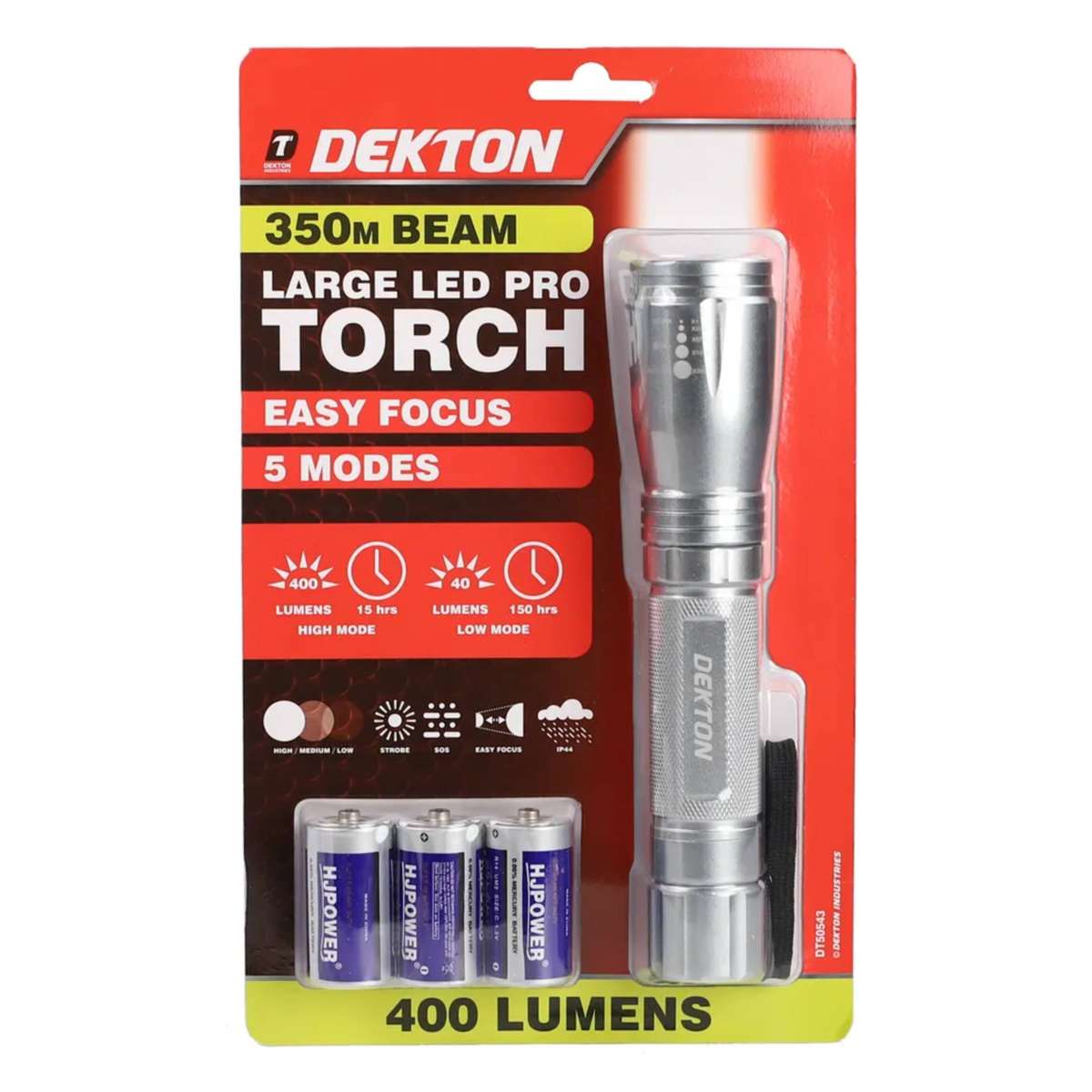 DEKTON Pro Light XT600 Heavy Duty Explorer Torch - 400 Lumens / 350m Distance