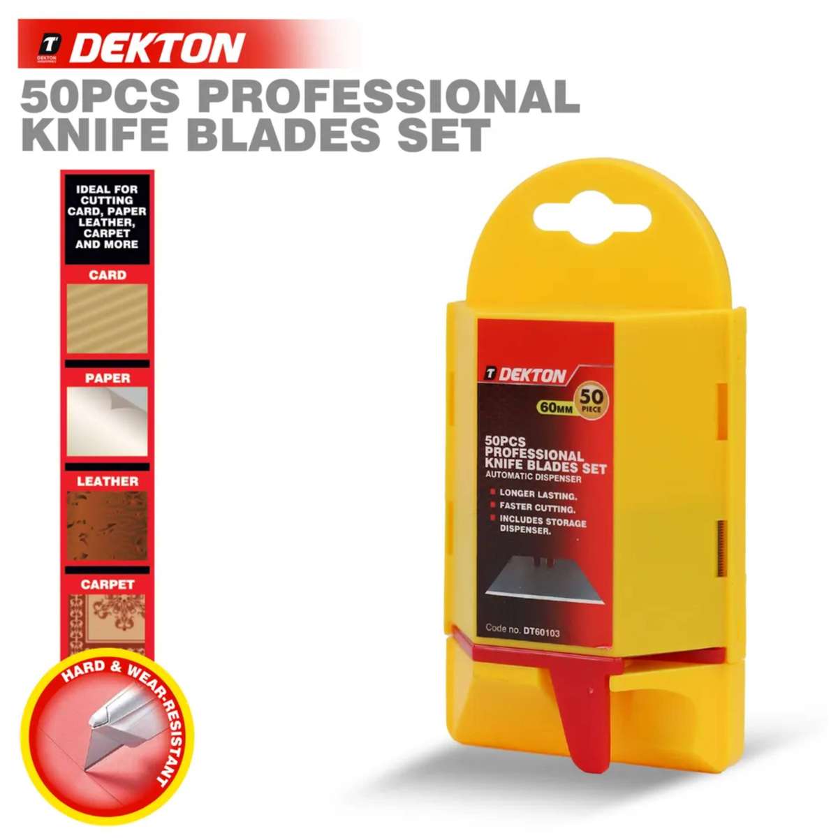 DEKTON 50PC SK5 Utility Blade with Auto Dispenser