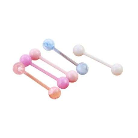 Macaron Color Acrylic Tongue Barbell Set - 5 Piece