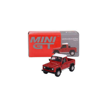 Mini GT Land Rover Defender 90 Pickup Masai Red 1:64 Model