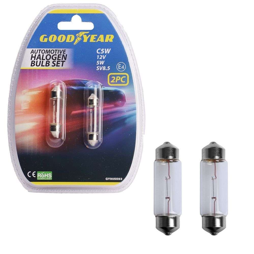Goodyear 2 Piece C5W 12V 5W SV8.5 Automotive Halogen Bulb Set