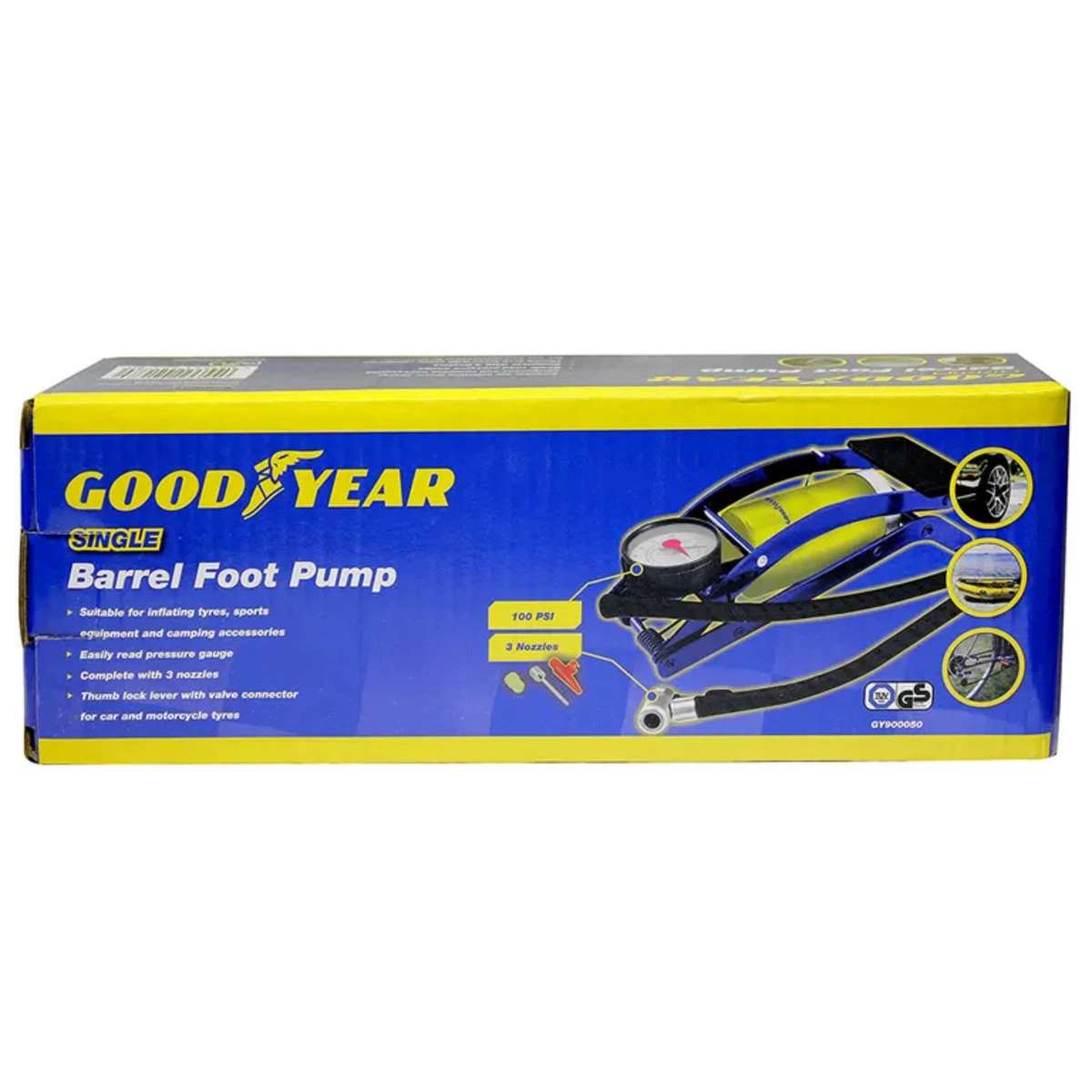 Goodyear Heavy Duty Single Barrel Foot Pump
