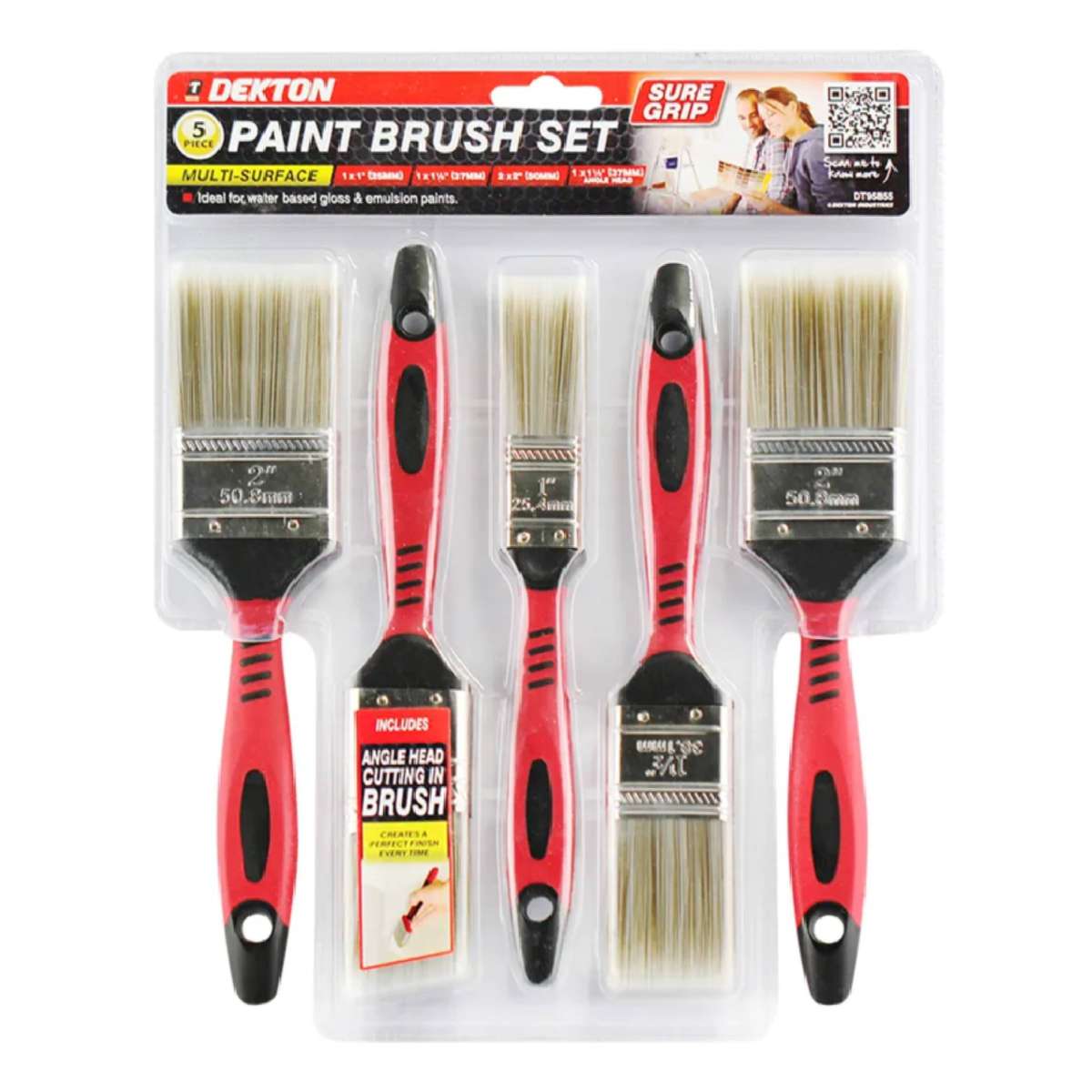 5pc Pro Paint Brush Set  Pure Bristle, Sure Grip Handles