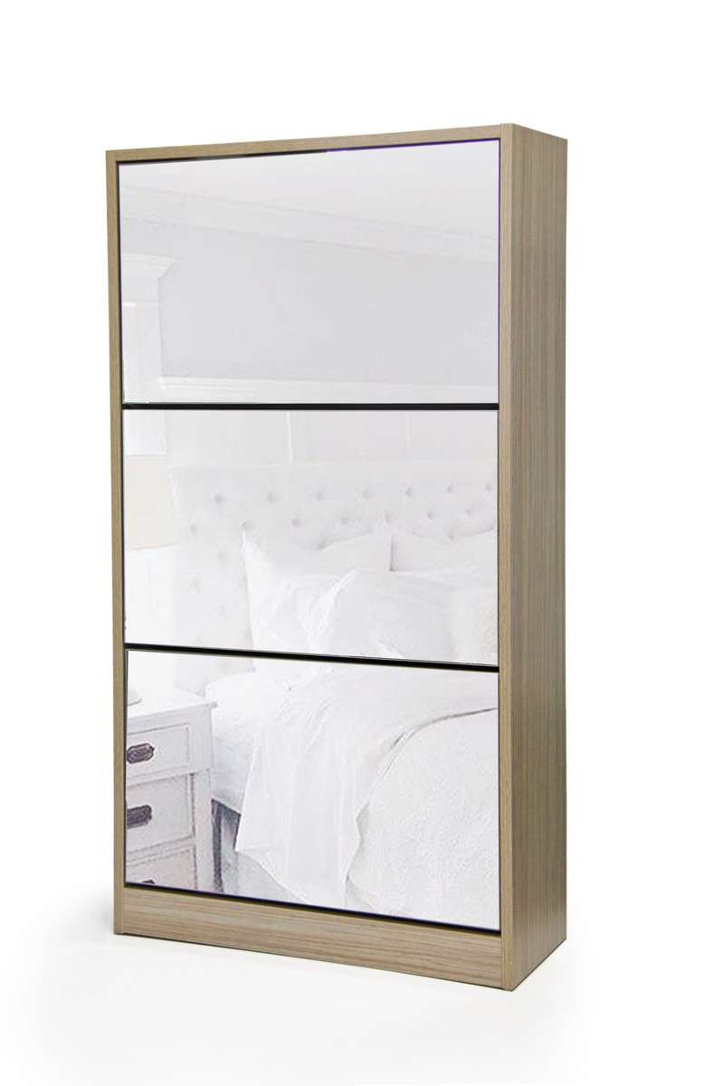 Suite Lifestyle - Mirror Shoe Cabinet - 3 Tier-COLLECTION ONLY