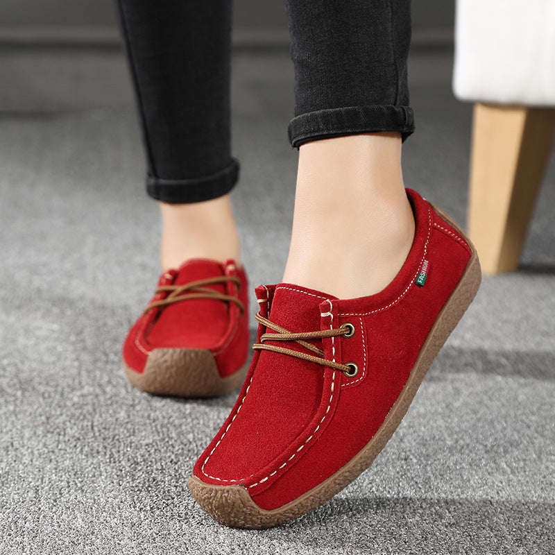 Women's Suede Comfortable Shoes - 8 / Red