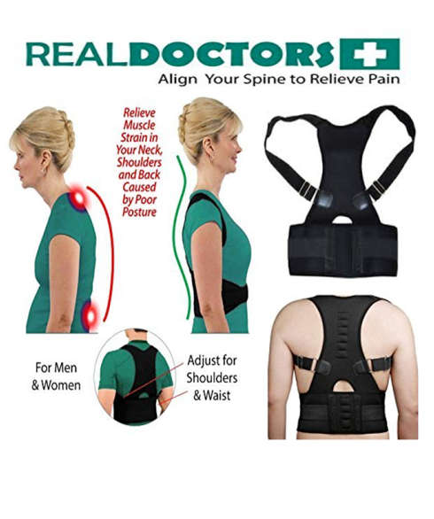Medical-Grade Adjustable Magnetic Posture Support Back Brace - XL