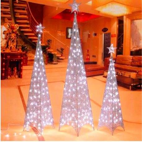 Christmas Sale-Glitter Christmas Tree Tower with LED lights - 1.2M / Silver