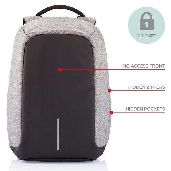 Anti Theft Laptop Notebook Backpack Bag Travel Bag - Grey
