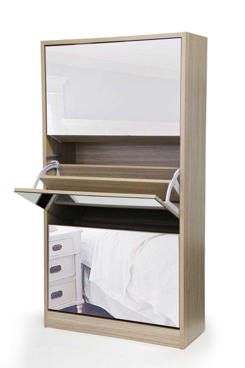 Suite Lifestyle - Mirror Shoe Cabinet - 3 Tier-COLLECTION ONLY