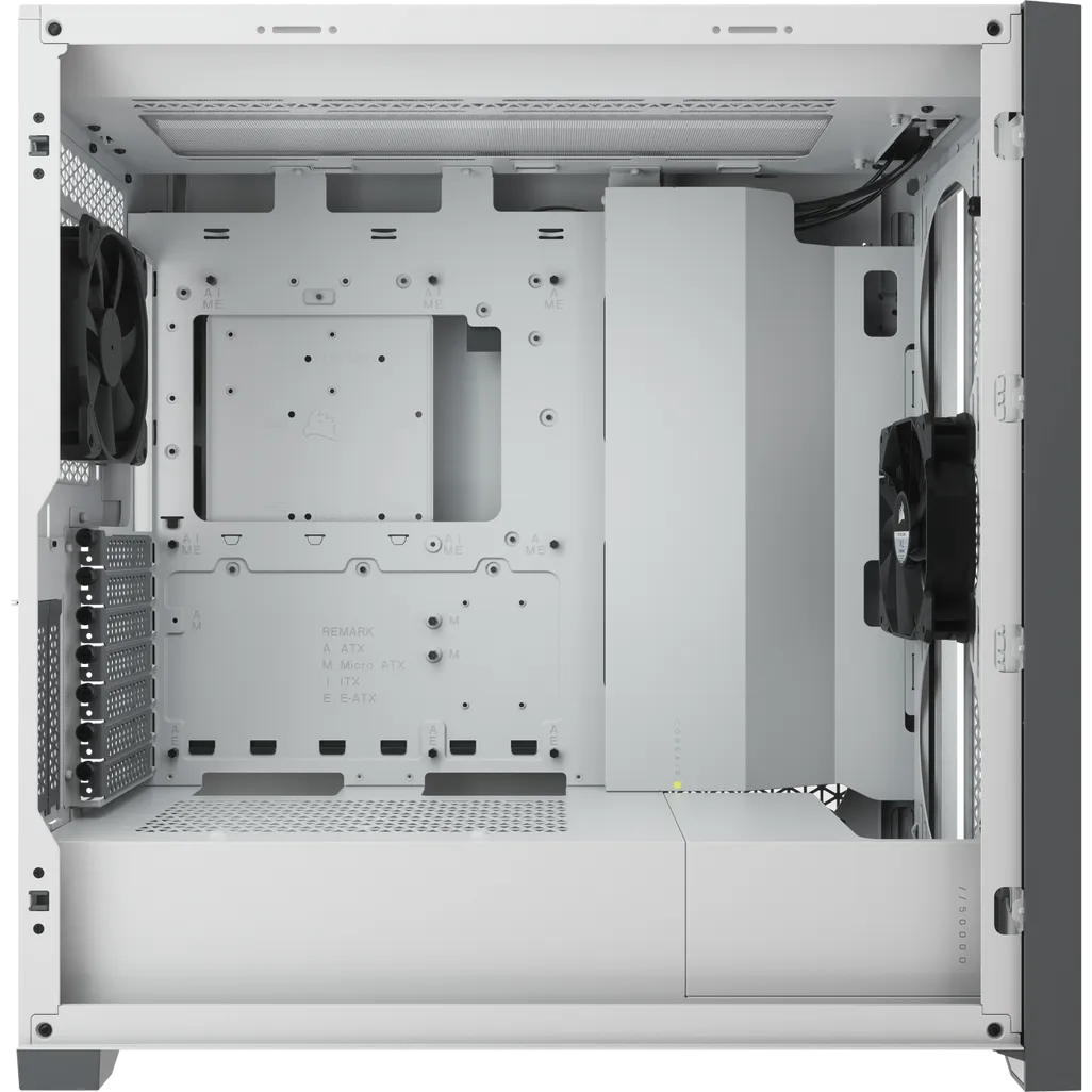 5000D Airflow Tempered Glass Mid-Tower; White - 4x3.5''; 2x2.5''; Up to 360mm Liquid Coolers - AT...