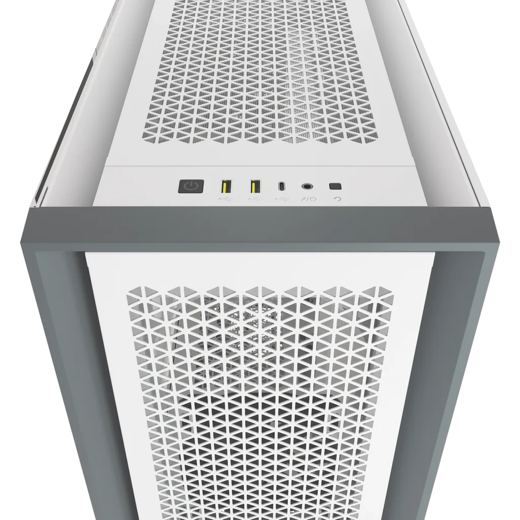 5000D Airflow Tempered Glass Mid-Tower; White - 4x3.5''; 2x2.5''; Up to 360mm Liquid Coolers - AT...