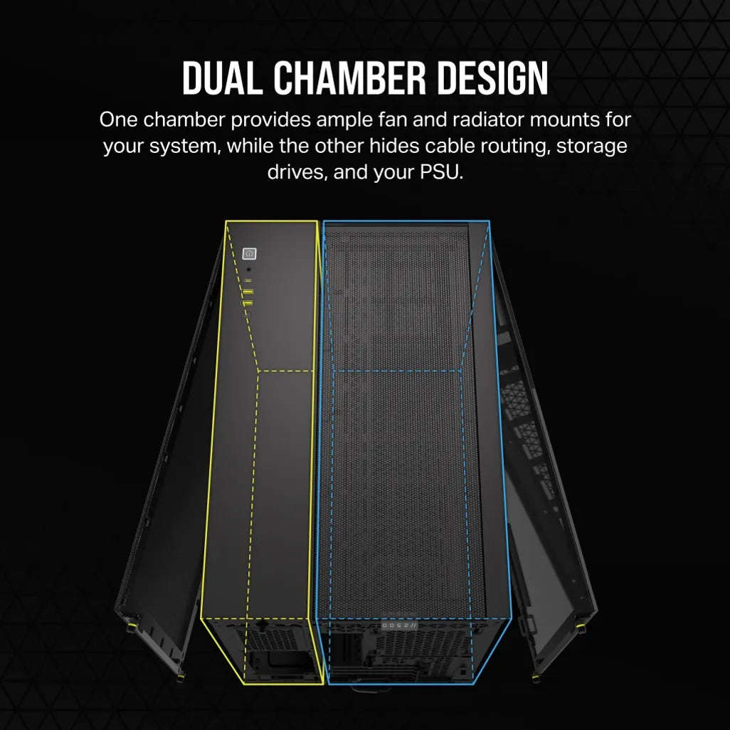 2500D AIRFLOW Micro ATX Dual Chamber PC Case; Black
