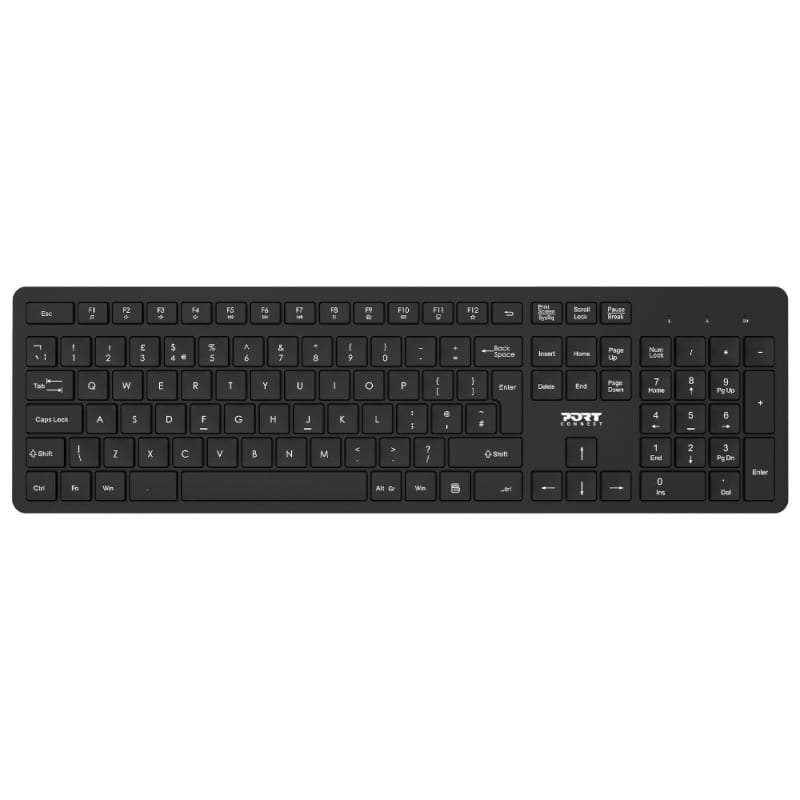 Port Wireless Keyboard and Mouse Combo with USB and Type-C Dongle - Black (UNBOXED DEAL)