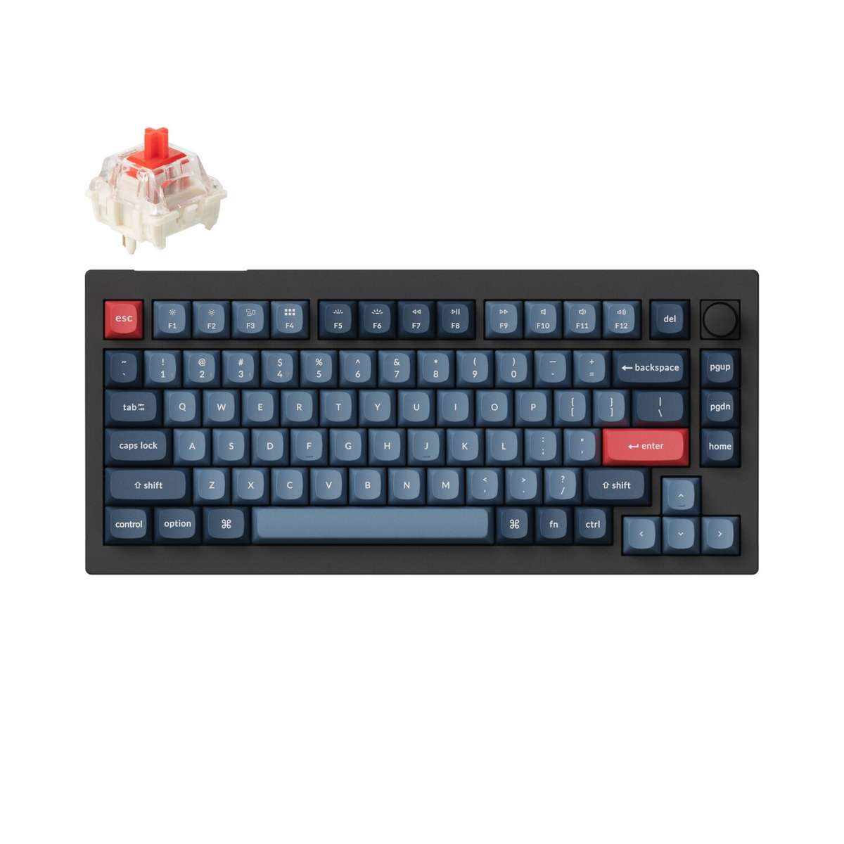 Keychron V1 Max QMK/VIA RED Wireless Custom Mechanical Keyboard - Black