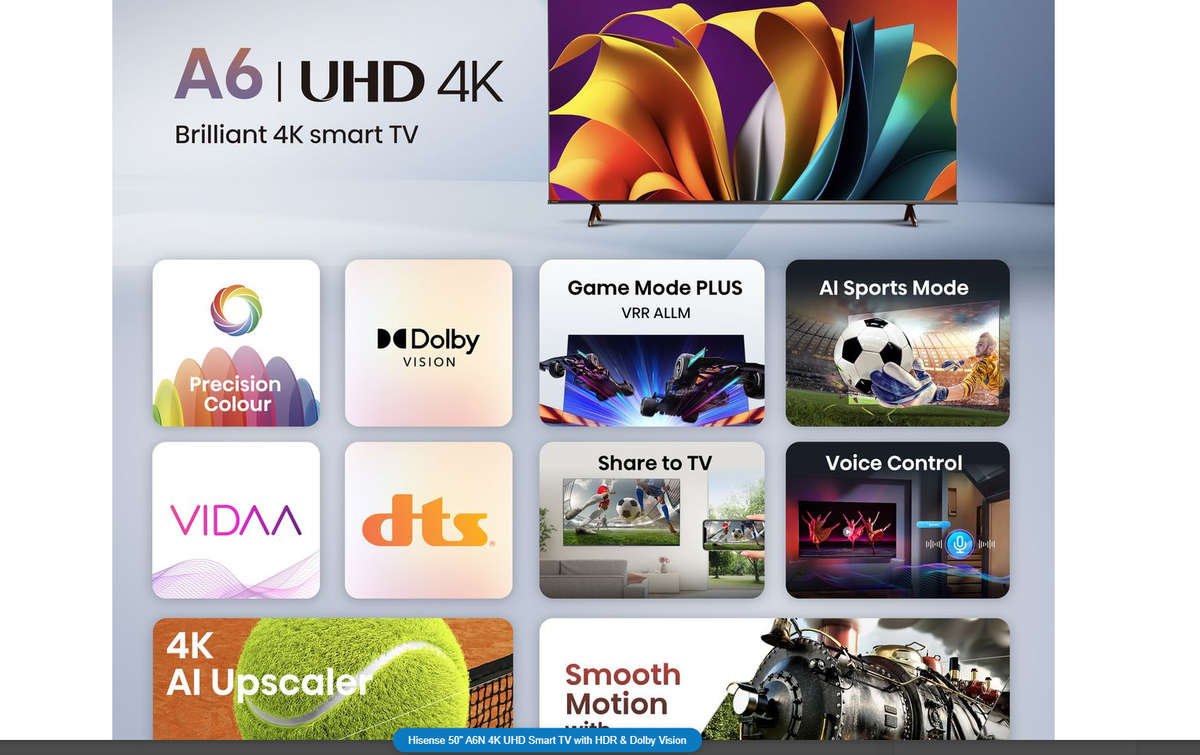 Hisense 50 inch A6N Series Direct LED UHD Vidaa