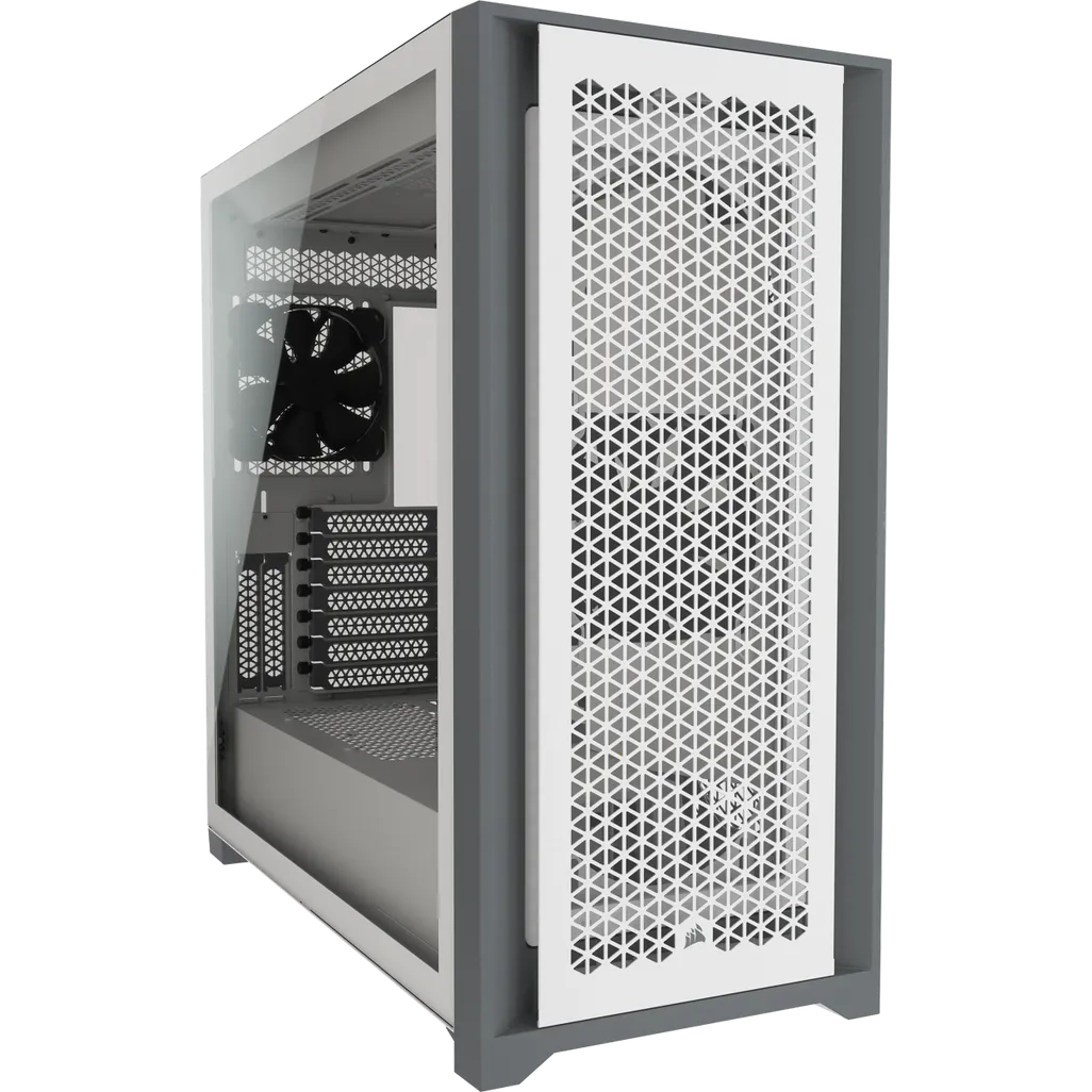 5000D Airflow Tempered Glass Mid-Tower; White - 4x3.5''; 2x2.5''; Up to 360mm Liquid Coolers - AT...