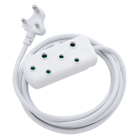 SWITCHED Light DUTY SBS EXTENSION LEADS 2 x 16A Socket 5m - White