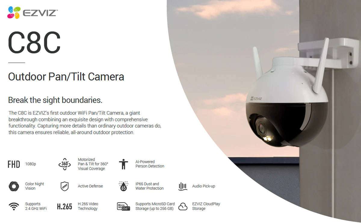 EZVIZ C8C Full HD Outdoor Pan/Tilt Security WiFi Camera (UNBOXED DEAL)