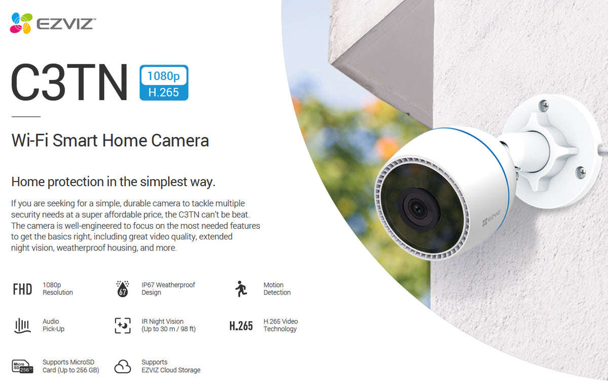 EZVIZ C3TN 1080p Full HD Outdoor WiFi Security Camera & Hikvision 32GB Micro SD Card