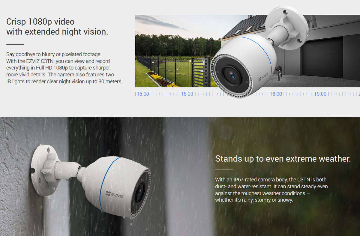 EZVIZ C3TN 1080p Full HD Outdoor WiFi Security Camera & Hikvision 32GB Micro SD Card