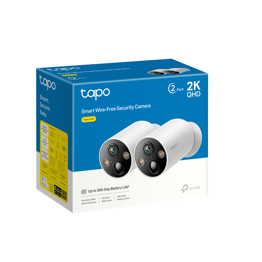 TP-Link Tapo C425 (2-pack) 4MP 2K QHD Battery Wirefree Outdoor security Camera