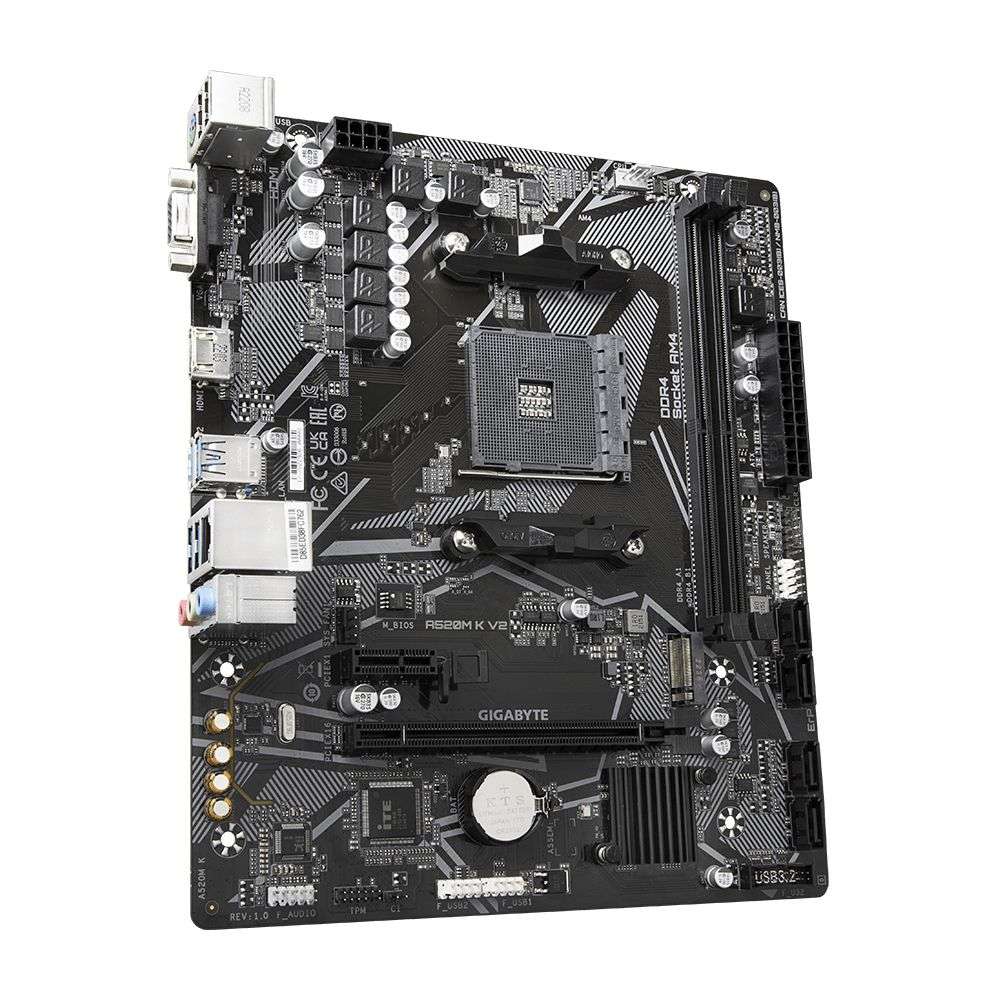GIGABYTE AMD A520M-K for 3rd/4th/5th Generation AMD Ryzen processors; 2x Dual DDR4; 1x M2; HDM...