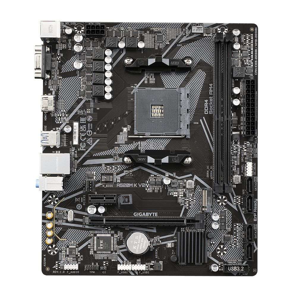 GIGABYTE AMD A520M-K for 3rd/4th/5th Generation AMD Ryzen processors; 2x Dual DDR4; 1x M2; HDM...