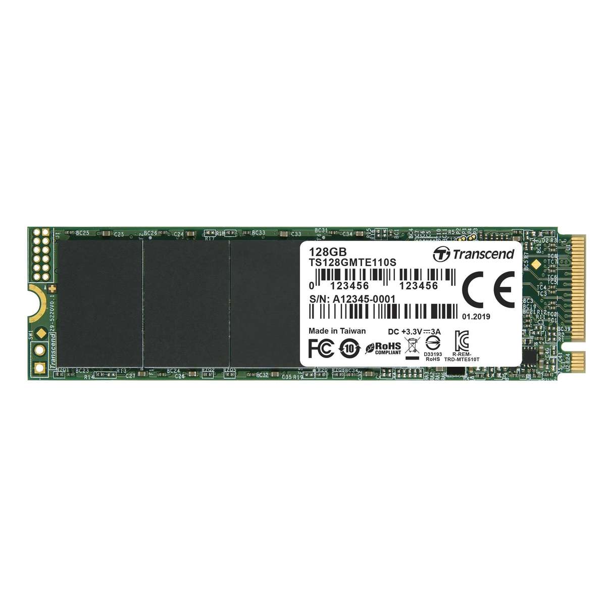 TRANSCEND 128GB PCI-E M.2 2280 NVME GEN 3X4 SSD -3D TLC -DRAMLESS