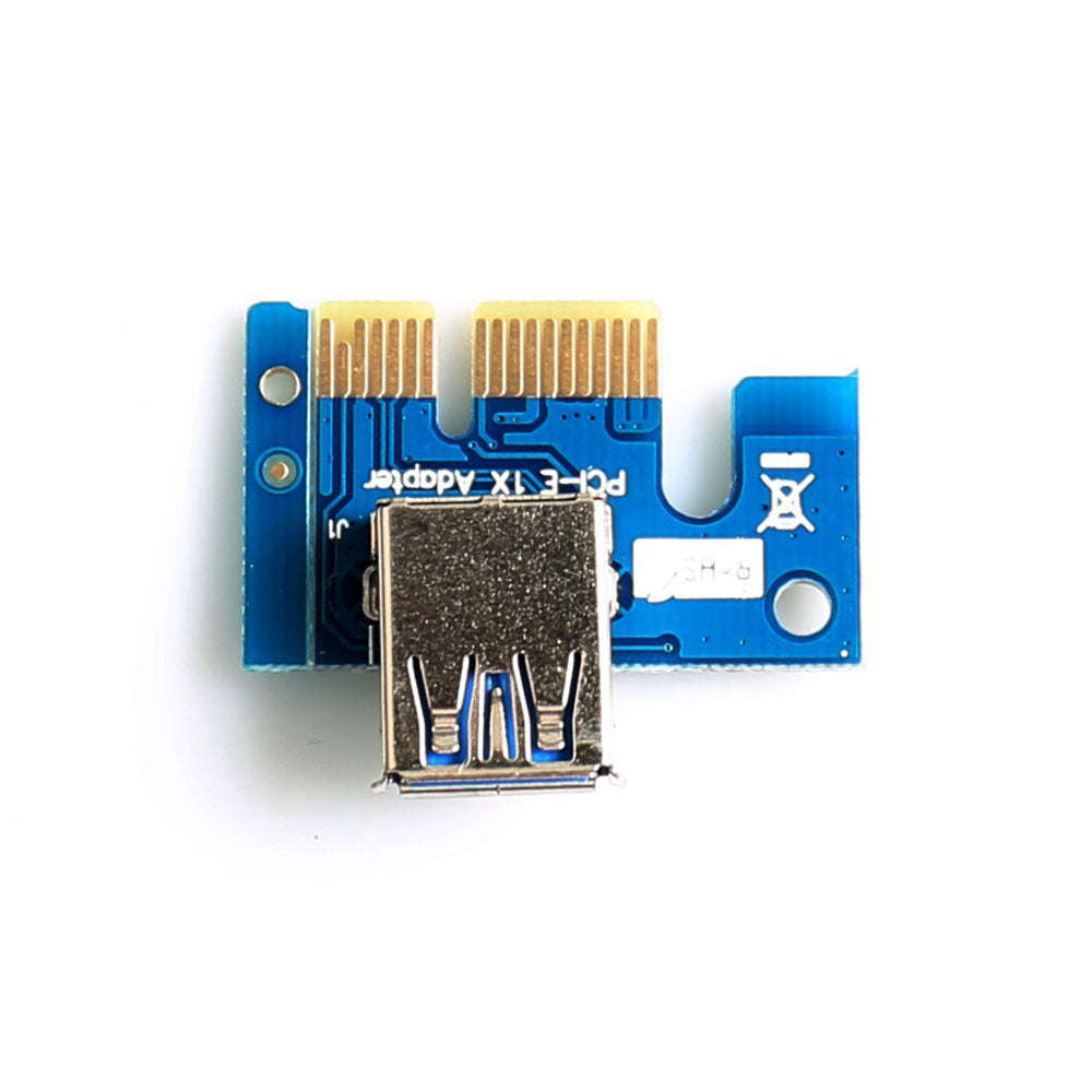 PCI-E 1X to 16X Riser Card Extender PCIE Converter with USB 3.0 Cable / 15Pin SATA to 6Pin Power ...