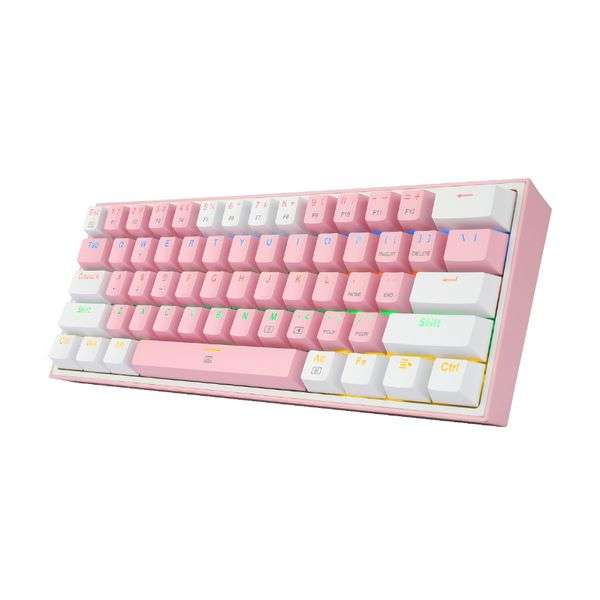 Redragon FIZZ 60% 61-Key RGB Mechanical Gaming Keyboard - White/Pink