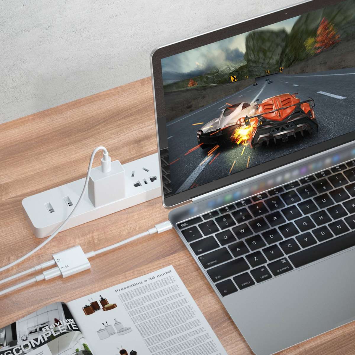 Moxom MX-AX19 Type C To 3.5mm + Charge Adapter