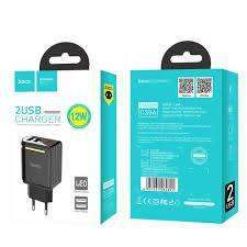 HOCO C39A Digital Display Dual USB Wall Charger EU Plug Adapter for Phone - white